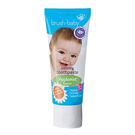 Brush-Baby Teething Toothpaste for Babies & Toddlers | Stage 2-Teething | 0-2 Years | Applemint Flavour. Xylitol & Fluoride for Strong Teeth, Healthy Gums & Fresh Breath | 50ml
