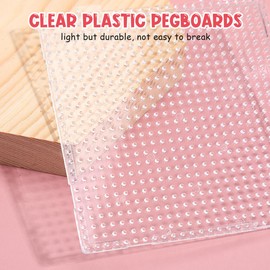 TEHAUX 12pcs 2.6mm Fuse Beads Boards, Clear Plastic Pegboards for Kids DIY Craft, Includes Square, Hexagon, Circle, Heart Shapes, Educational Tool for Children's Art Projects