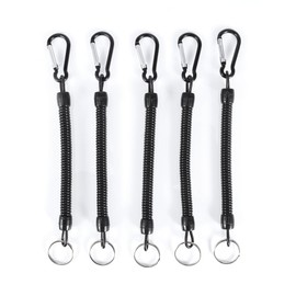 VGEBY 5pcs Pesca Cordones elástica canotaje Cuerdas Cuerda de retención con Camping mosquetón, Negro Vuelas De Pesca Y Herramientas De Mantenimiento De Pesca