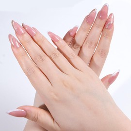 Pack of 24 Stick On Nails, Almond Shape/Short Trapezoidal/Medium Length Artificial Fingernails, Fashionable Pattern Press On Nails False Nails for Women