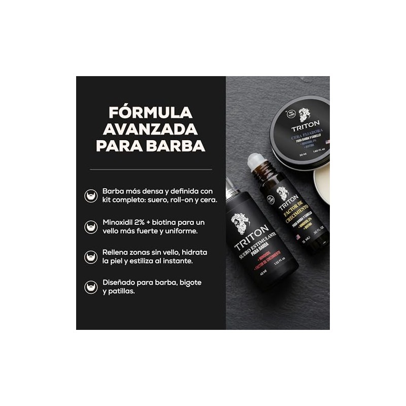 Kit para Crecimiento de Barba con Suero y Cera, Hombre,