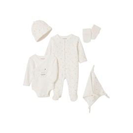 Vertbaudet Baby Set for Birth 6 Pieces in Case Wool White 74, wool white