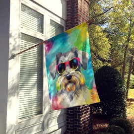 Caroline's Treasures DAC2553CHF Schnauzer Hippie Dawg House Flag Large Porch Sleeve Pole Decorative Outside Yard Banner Artwork Wall Hanging, Polyester, House Size, Multicolor