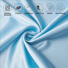 2 Pack Satin Pillowcases for Hair and Skin, Super Soft Silky Pillow Cases with Envelope Closure, Less Friction Less Wrinkles & Frizz (50 x 75cm, Sky blue)