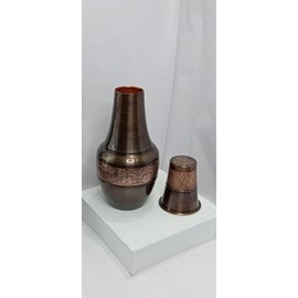 Hygge Pure Copper Bedside Carafes, Copper Jug- Pure Copper Water Pitcher for Gifting, Home, Sports & Yoga Flask with Tumbler - Ayurveda Health Benefits - Capacity - 1.4 Lt. (47.3 US Fluid Ounce)