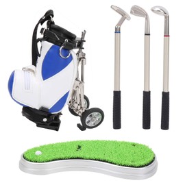 Golf Bag Pen Set,Golf Gift Golf Pens Holder, Golf Bag Holder with 3 Ballpoint Pens and Mini Pen Bag with Base for Men,Golf Souvenirs Gifts for Golfer Fans Coworker(Blue White)