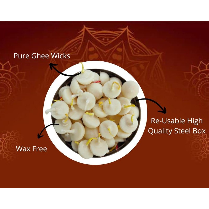 Pure Cow Ghee Wicks (Pack of 100 Pcs) in Steel