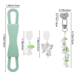 Sinbana 4pcs E-Readers Charms Set Compatible with Kindle and Other 4-8 Inch Electronic Device, Include 1 Hand Strap Holder 2 Dust Plug 1 Bell Flower Charm Chain for USB Type C Phone Accessories