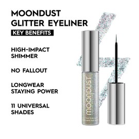 URBAN DECAY Moondust Liquid Glitter Eyeliner (Disco Daydream - Silver Holographic Glitter), Sparkly Eye Liner, Eyeshadow Topper, Universal Shimmering Shades, No Fallout - 0.25 fl oz