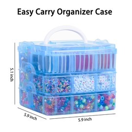 Peirich Bracelets Making Bead Kits, Includes 44 Colors Embroidery Floss with 3-Tier Organizer Storage Box, Over 4900 Beads for Friendship Bracelets, Jewelry Making Christmas Birthday Gift (Blue)