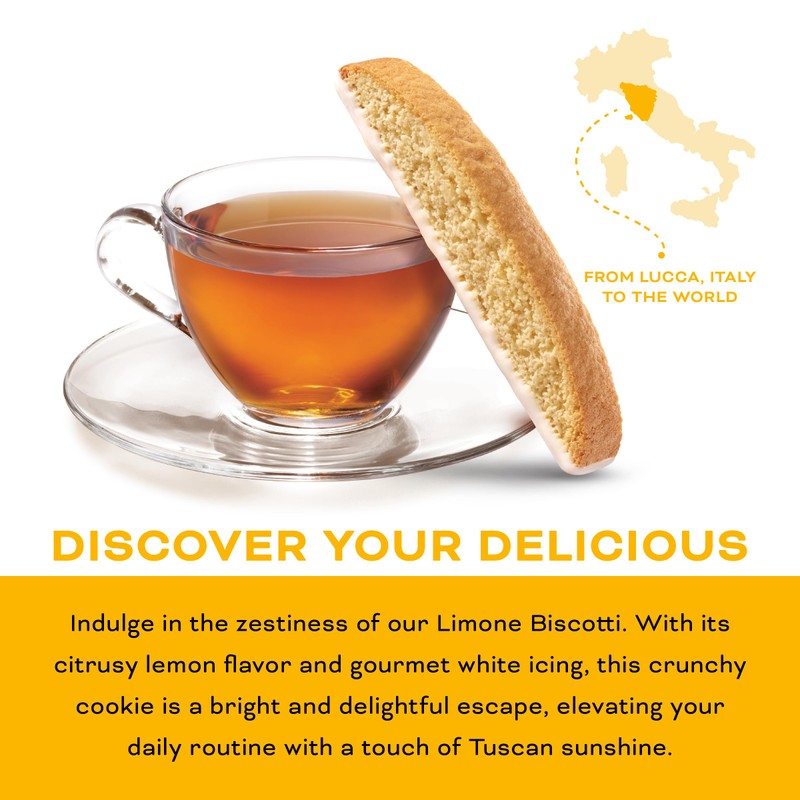 Nonni's Bakery Limone Biscotti Cookies, Individually Wrapped Coffee and Tea