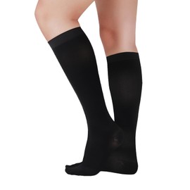 LIN PERFORMANCE 20-30 mmHg Compression Socks for Women & Men Knee High Closed Toe for Varicose Vein Circulation Recovery Black (M,Black)