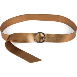 styleBREAKER Women Plain coloured waist belt with buckle in horseshoe shape, plain colours, hip belt, Onesize 03010120, Colour:Metallic Gold
