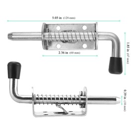 SENJEOK 8 Pack 5 Inch Spring Loaded Latch Pin, Silvery Metal Spring Latch with Screw, Stainless Steel Loaded Barrel Bolt for Cabinets, Trailer, Doors, Chests