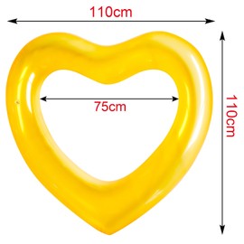 Adult heart pool float, inflatable heart,Heart Shaped Swimming Pool Float Loungers Tube, Water Fun Beach Party Toys for adults,120cm,Transparent yellow.