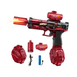 Electric Water Gun with Light Up, Automatic Electric Squirt Gun 26-30 FT Range Water Pistol Blaster Soaker, Summer Outdoor Pool, Water Toy for Adults & Kids (Red)