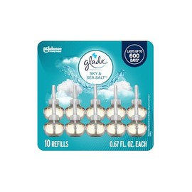 Glade Glade PlugIns Scented Oil 10 Refills, Air Freshener, Sky & Sea Salt, 10 x 0.67 oz, Packaging May Vary