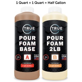 TRUE COMPOSITES Liquid Urethane Pour Foam Base-2 Part Closed Cell Rigid Pour Foam-2 lb Density-Fast-Acting Formula-Boat Buoyancy, Flotation, Filling, Soundproofing & Insulation-1/2 Gallon Kit