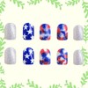 24Pcs 4th of July Silver Glitter Press on Nails Short