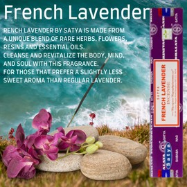 Satya Nag Champa French Lavender Incense Sticks | x12 pack | with SAMASIA incense sticks holder | Used for Fromatherapy, Spa, Yoga, Weddings, Meditation, Healing, Positivity and Relaxation