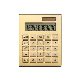 Calculator Gold Mirror, Solar Power Acrylic Slim Calculator with Large LCD Display and Stand, 12 Digits Handheld Desktop Calculator for Office, School, Financial Accounting Business