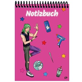 A 5 Notizblock Manga Quinn, pink, blanko: Spiralbindung, Notizblock, Tagebuch, Notizen für die Schule, Uni oder unterwegs, verschiedene Lineaturen und Muster