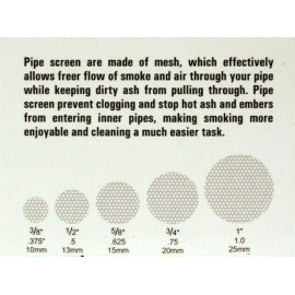 AURA VARIETY BRASS METAL SCREENS SMOKING PIPE FILTER DISPLAY CARD 36 5-PC (ASSORTED) AMS001 - 1 CARD (36 BAGS)