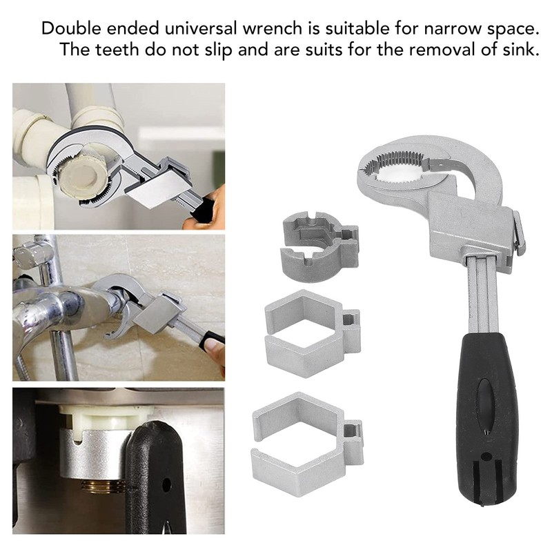 Multifunctional Wrench Double Ended Adjustable Opening Aluminium Alloy for Basin