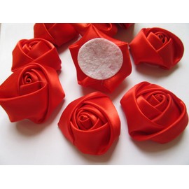 YYCRAFT Pack of 20 Satin 4d Rose 2"(5cm) Craft Wedding Bride-Red
