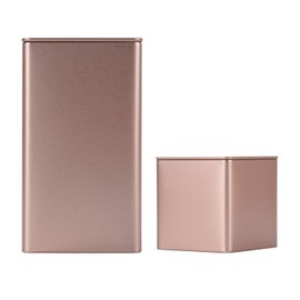 Tianhui Colorful Square Tin Can Empty Cube Steel Box Storage Container for Powder Treats, Gifts, Favors, Loose Tea, Coffee and Crafts, Mini Portable Small Storage Kit (Gold, 1-Small 1-Large)