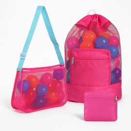 ZXTGBQ 2 Stück Strandspielzeug Tasche Strandtasche für Sandspielzeug Wasserspielzeug Rucksack Beutel mit Kordelzug, Sandspielzeug Tasche, Strandtasche Strandspielzeug, Netztasche Sandspielzeugg