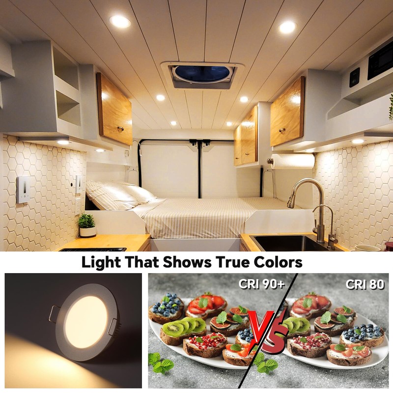 acegoo RV 2.75" Recessed LED Ceiling Light 12V Ultra-Thin Puck