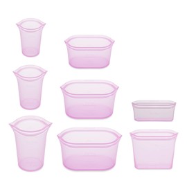 Zip Top Reusable Food Storage Bags | Full Set of 8 [Lavender] | Silicone Meal Prep Container | Microwave, Dishwasher and Freezer Safe | Made in the USA