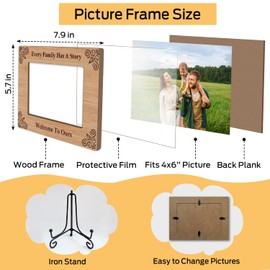 Family Gifts 4 x 6 Picture Frame Wooden Frame Photo Frame Tabletop Display Home Decor for Living Room Office Bedroom, Family Frame for Mother Father - Every Family Has A Story Welcome To Ours -19