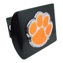 Clemson University Tigers "Black with Chrome & Color Paw Emblem" Trailer Hitch Cover Fits 2 Inch Auto Car Truck Receiver with NCAA College Sports Logo