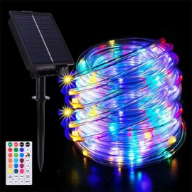 Afirst 66FT Solar Rope Lights 18 Color Changing Christmas Lights IP65 Waterproof 200 LEDs 8 Lighting Modes Fairy Lights for Bedroom Garden Holiday Decor