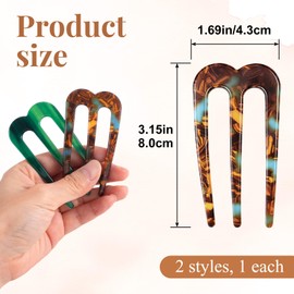 2 Pcs Large French Hair Pin, U Shaped Hair Pins for Women, 2Color