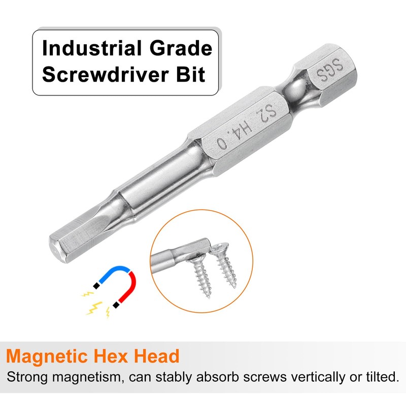 sourcing map 5pcs Hex Head Wrench Drill Bit 4mm (H4)