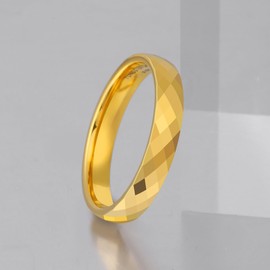 Fyrddyn Promise Ring for Couple 4mm Black/Silver/Gold/Rose Gold Multi-faceted Tungsten Wedding Band for Men Women