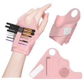 Makeup Palette Silicone Wristband,Handheld Makeup Tool Expansion Board,Silicone Cosmetic Hand Strap,Cosmetic Tray,Beauty Tool Organiser Storage Rack,Beauty Palette,Easy To Clean (pink)