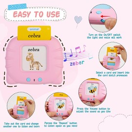 Afufu Sprechende Flash Karten, Lernspielzeug für Kinder 255 Blätter 510 Wörter Lernkarteikarten, Montessori Spielzeug Flashcards Kleinkinder, Geschenk für Mädchen ab 2 3 4 5 6 Jahre(Spanisch)