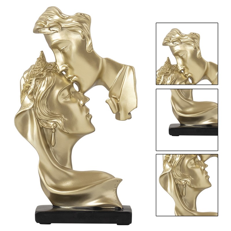 Couples Kiss Sculpture Exquisite Decorative Resin Kissing Lover Figurine Home