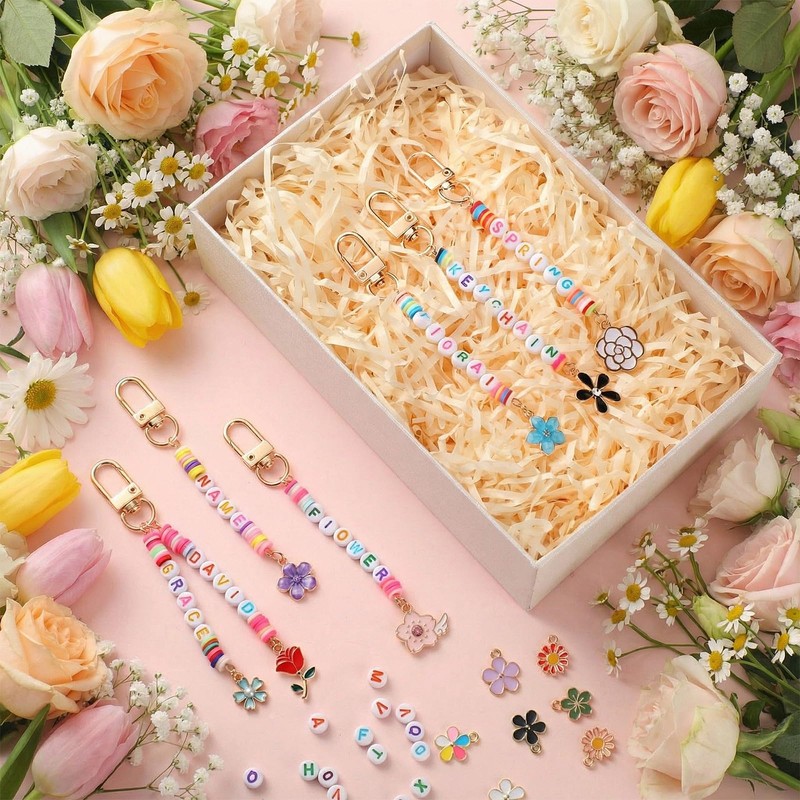 Tondiamo 2823 Pcs Bead Keychain DIY Craft Making Kit Bag