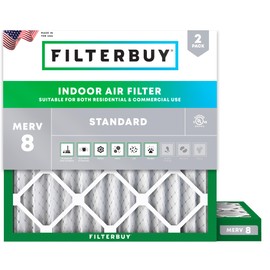 Filterbuy 10x10x2 Air Filter MERV 8 Dust Defense (2-Pack), Pleated HVAC AC Furnace Air Filters Replacement (Actual Size: 9.50 x 9.50 x 1.75 Inches)