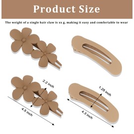 Oblihumoy 8Pcs Flat Hair Clips for Women, Lay Down Claw Clips Flower Clips Hair Accessories