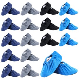 Mepase 20 Pairs Reusable Non Slip Indoor Protectors Shoe Covers Soft Washable Thickened Boot Shoe Covers for Household Office Laboratory, 4 Colors