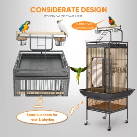 Segawe 61" Large Bird Cage Play Top Parrot Chinchilla Finch Flight Cage w/Rolling Stand