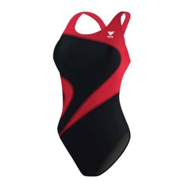 TYR Women's Standard Alliance T-Splice Maxfit Swimsuit, Black/Red, 34