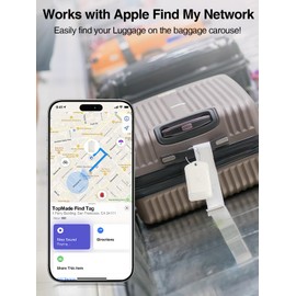 TopMade Luggage Tag with Apple Find My, Premium Leather Luggage Tags for Suitcase, Travel Bags, Backpacks, Anti-Lost Suitcase Tag Tracker for Travel with Privacy Name Card, Rechargeable, Milky White