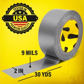 Duct Tape Heavy Duty Waterproof - Silver Tape 90 Feet x 2 Inch - 5 Roll Pack Duct Tape Bulk - Flexible, No Residue, Strong, Easy Tear and All-Weather Tape - Grey Heavy Duty Duct Tape for DIY Repairs